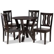 Baxton Studio Noelia Modern and Contemporary Transitional Dark Brown Finished Wood 5-Piece Dining Set